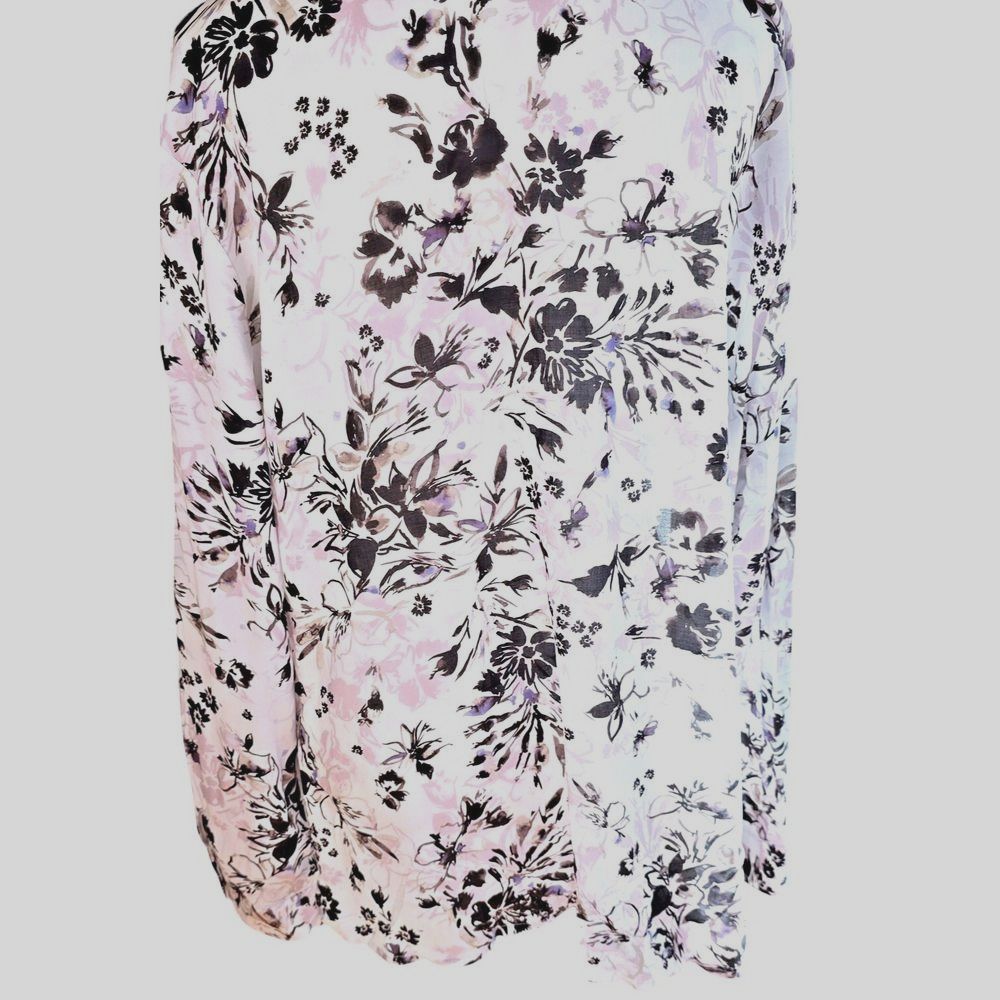 Nwt Franne Golde Alora Blouse Womens Xxl Floral Button Down Shirt Pink Black — image 5 of 8